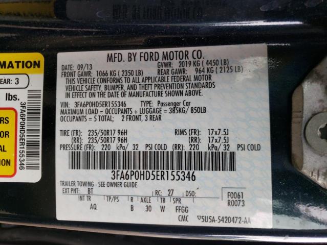 Photo 9 VIN: 3FA6P0HD5ER155346 - FORD FUSION SE 