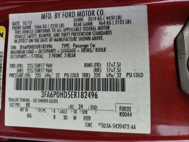 Photo 9 VIN: 3FA6P0HD5ER182496 - FORD FUSION SE 