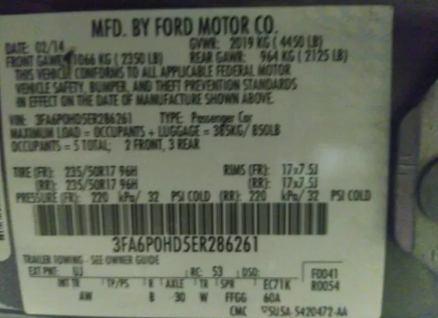 Photo 8 VIN: 3FA6P0HD5ER286261 - FORD FUSION 