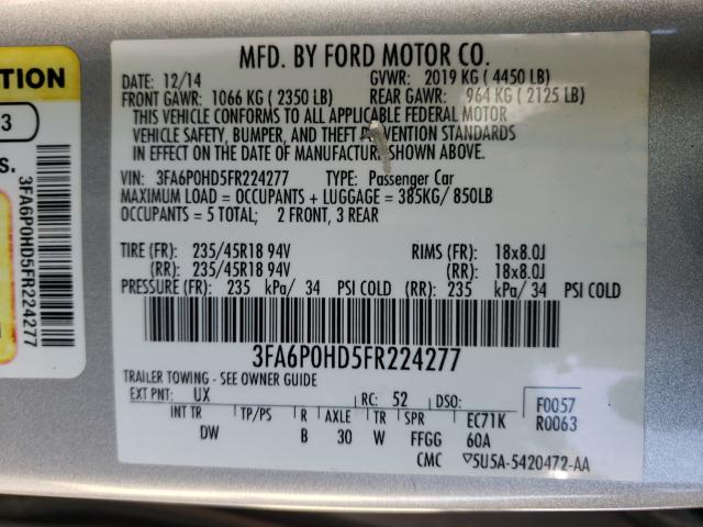 Photo 9 VIN: 3FA6P0HD5FR224277 - FORD FUSION SE 