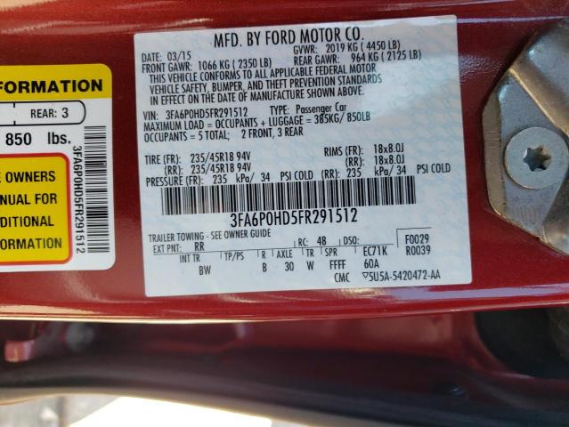 Photo 11 VIN: 3FA6P0HD5FR291512 - FORD FUSION SE 