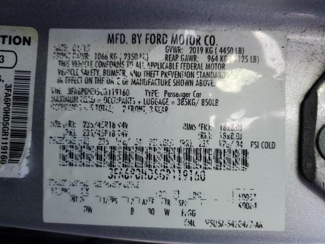 Photo 11 VIN: 3FA6P0HD5GR119160 - FORD FUSION SE 