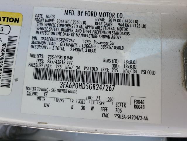 Photo 11 VIN: 3FA6P0HD5GR247267 - FORD FUSION 