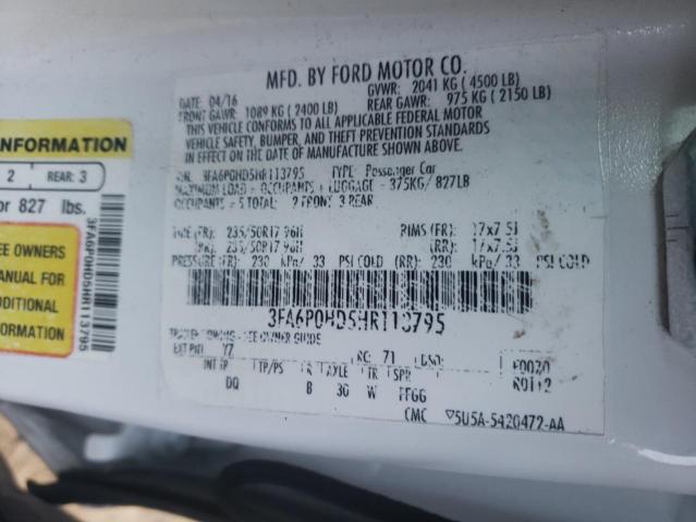 Photo 9 VIN: 3FA6P0HD5HR113795 - FORD FUSION SE 