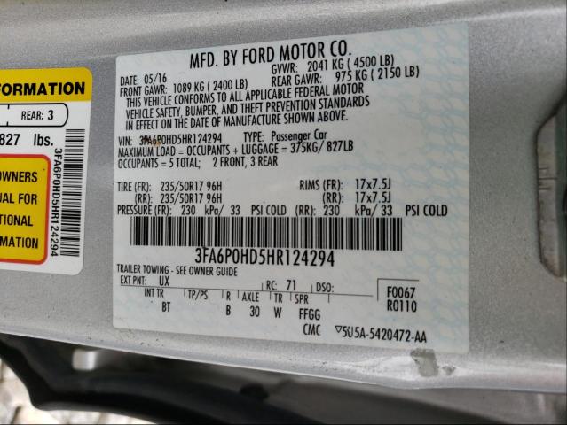 Photo 9 VIN: 3FA6P0HD5HR124294 - FORD FUSION SE 