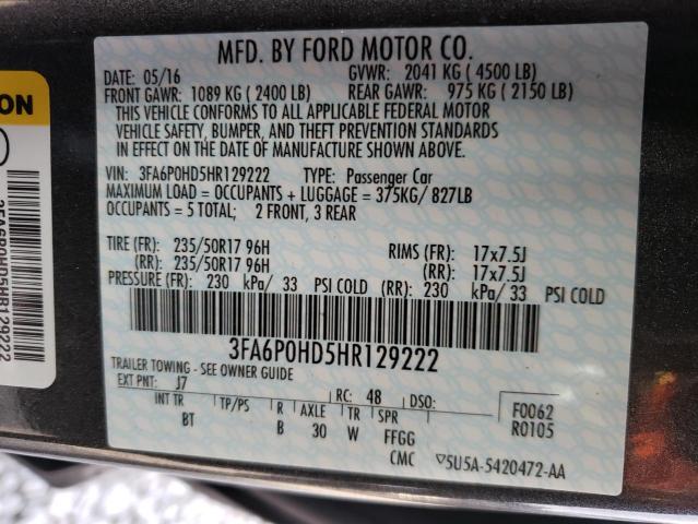 Photo 9 VIN: 3FA6P0HD5HR129222 - FORD FUSION SE 