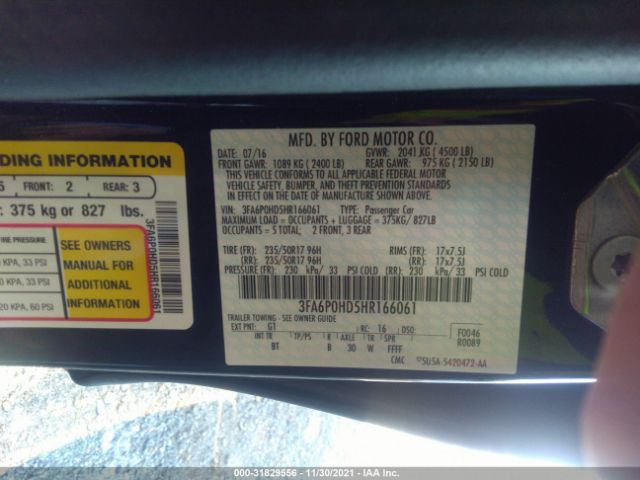 Photo 8 VIN: 3FA6P0HD5HR166061 - FORD FUSION 