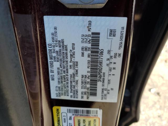 Photo 12 VIN: 3FA6P0HD5HR171065 - FORD FUSION SE 