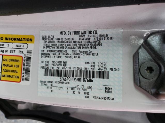 Photo 13 VIN: 3FA6P0HD5HR187606 - FORD FUSION SE 