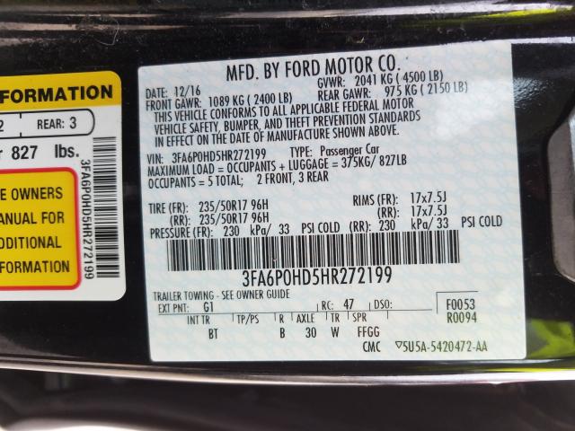 Photo 9 VIN: 3FA6P0HD5HR272199 - FORD FUSION SE 