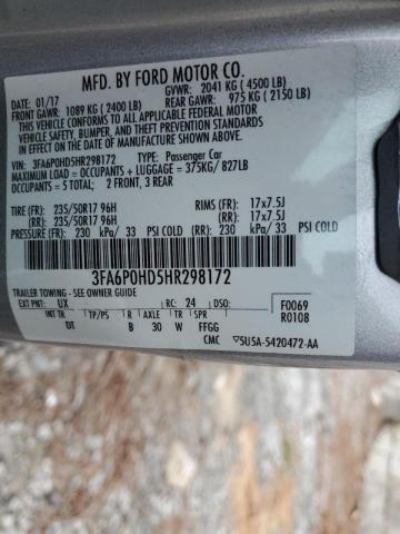 Photo 11 VIN: 3FA6P0HD5HR298172 - FORD FUSION SE 