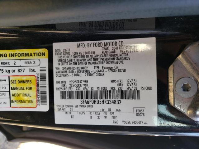 Photo 9 VIN: 3FA6P0HD5HR334832 - FORD FUSION SE 