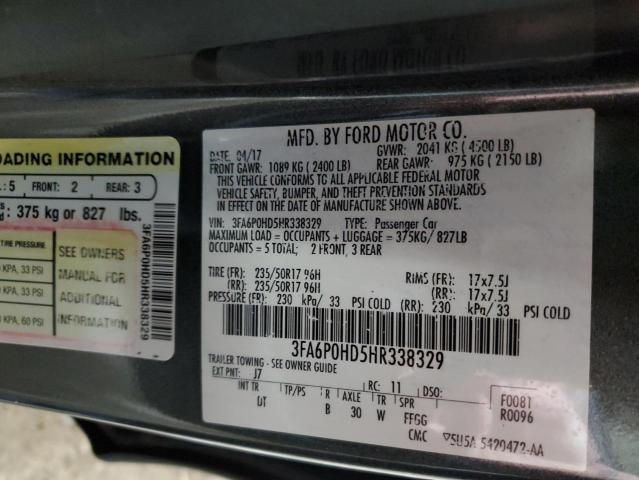 Photo 9 VIN: 3FA6P0HD5HR338329 - FORD FUSION SE 