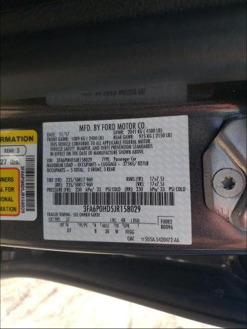 Photo 9 VIN: 3FA6P0HD5JR158029 - FORD FUSION SE 