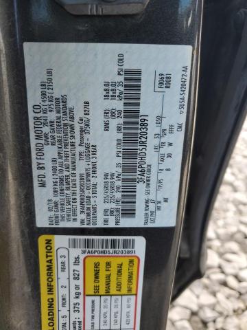 Photo 11 VIN: 3FA6P0HD5JR203891 - FORD FUSION SE 