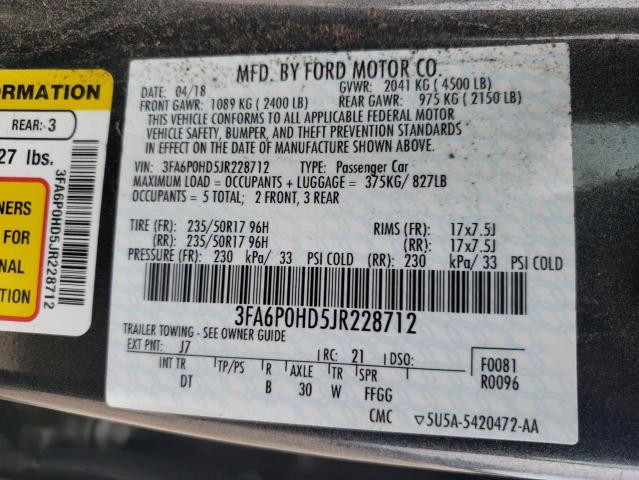 Photo 11 VIN: 3FA6P0HD5JR228712 - FORD FUSION SE 