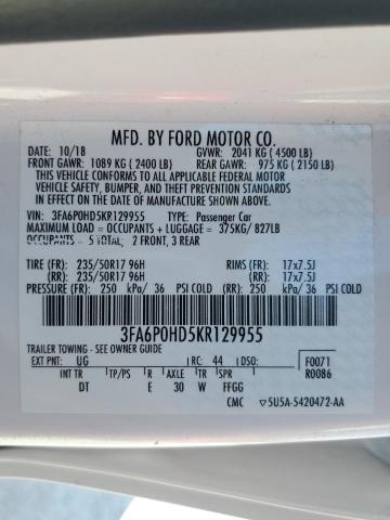 Photo 12 VIN: 3FA6P0HD5KR129955 - FORD FUSION 