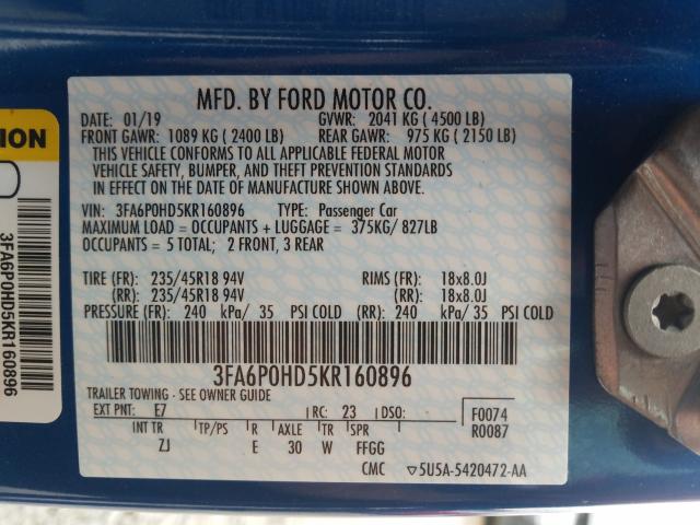 Photo 9 VIN: 3FA6P0HD5KR160896 - FORD FUSION 