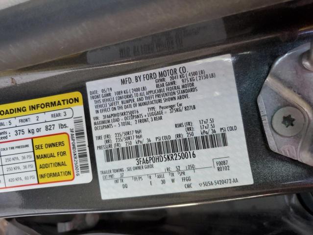 Photo 11 VIN: 3FA6P0HD5KR250016 - FORD FUSION SE 