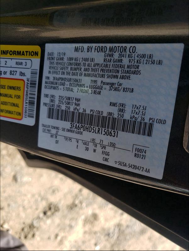 Photo 9 VIN: 3FA6P0HD5LR150631 - FORD FUSION SE 