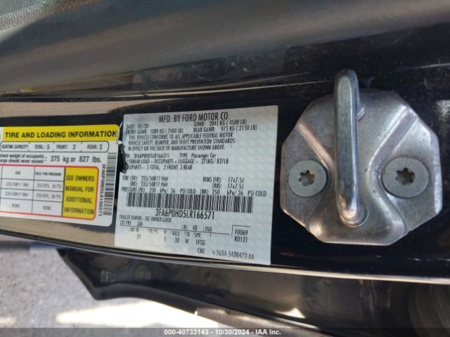 Photo 8 VIN: 3FA6P0HD5LR166571 - FORD FUSION 