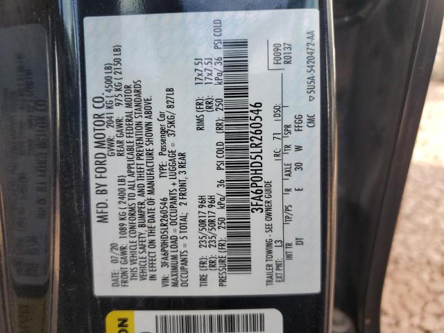 Photo 11 VIN: 3FA6P0HD5LR260546 - FORD FUSION SE 