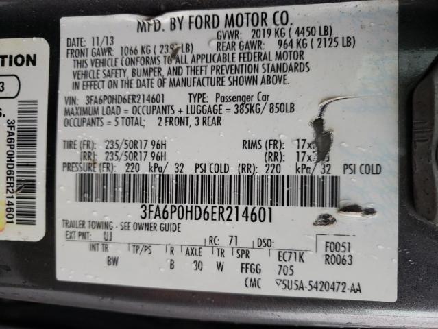 Photo 9 VIN: 3FA6P0HD6ER214601 - FORD FUSION SE 