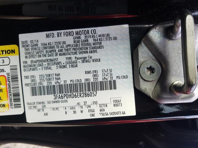 Photo 9 VIN: 3FA6P0HD6ER286057 - FORD FUSION SE 