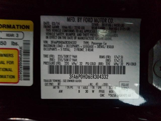 Photo 9 VIN: 3FA6P0HD6ER304332 - FORD FUSION SE 