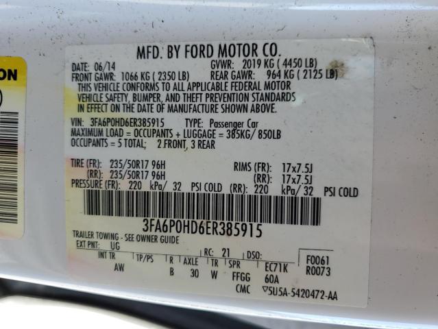 Photo 9 VIN: 3FA6P0HD6ER385915 - FORD FUSION SE 