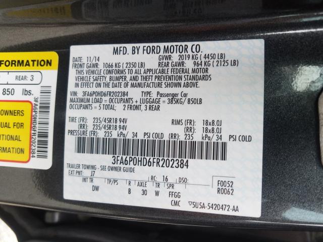 Photo 9 VIN: 3FA6P0HD6FR202384 - FORD FUSION SE 