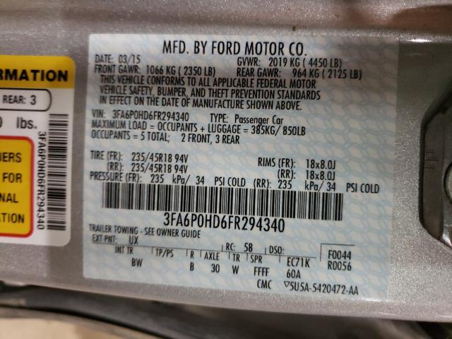 Photo 9 VIN: 3FA6P0HD6FR294340 - FORD FUSION 