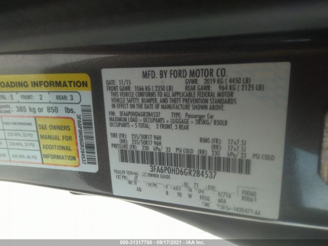 Photo 8 VIN: 3FA6P0HD6GR284537 - FORD FUSION 