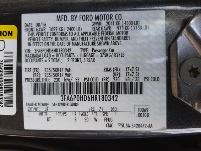 Photo 9 VIN: 3FA6P0HD6HR180342 - FORD FUSION SE 