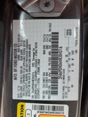 Photo 12 VIN: 3FA6P0HD6HR284216 - FORD FUSION SE 