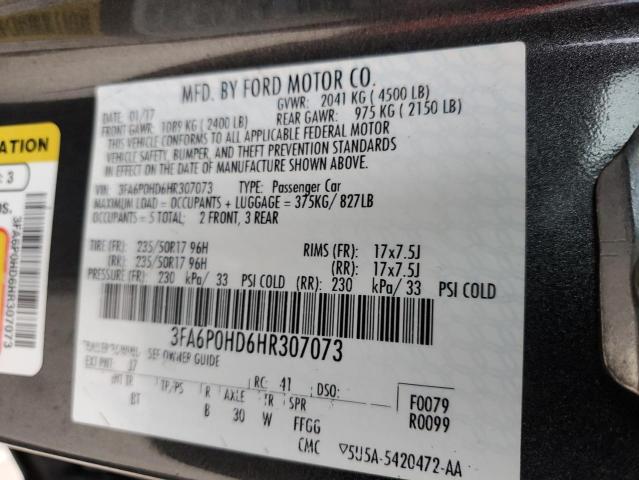 Photo 11 VIN: 3FA6P0HD6HR307073 - FORD FUSION 