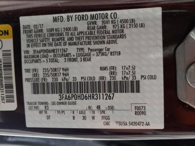 Photo 11 VIN: 3FA6P0HD6HR311267 - FORD FUSION 