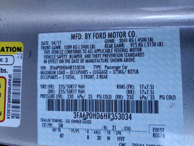 Photo 11 VIN: 3FA6P0HD6HR353034 - FORD FUSION SE 