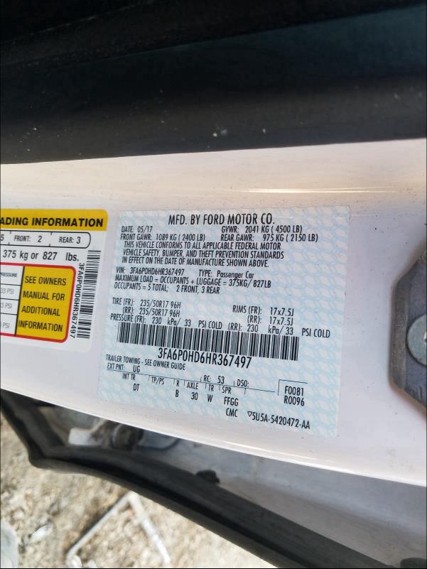 Photo 9 VIN: 3FA6P0HD6HR367497 - FORD FUSION SE 