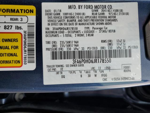 Photo 11 VIN: 3FA6P0HD6JR178550 - FORD FUSION SE 