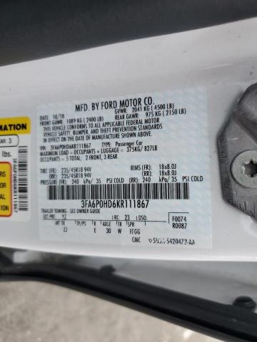 Photo 11 VIN: 3FA6P0HD6KR111867 - FORD FUSION SE 