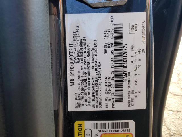 Photo 11 VIN: 3FA6P0HD6KR126725 - FORD FUSION SE 