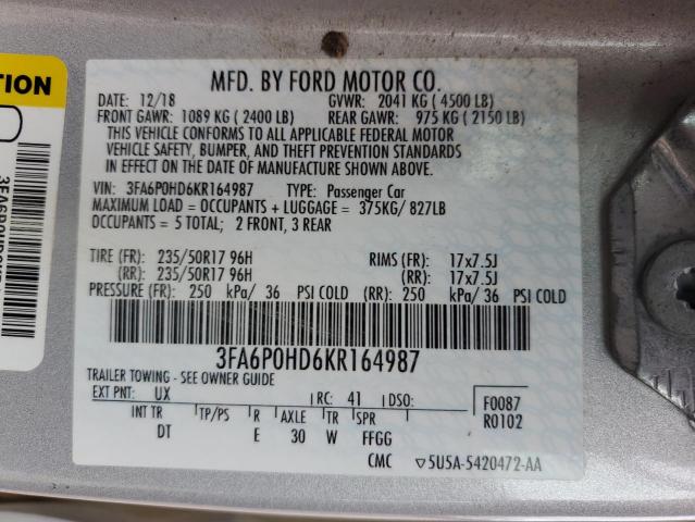 Photo 11 VIN: 3FA6P0HD6KR164987 - FORD FUSION SE 