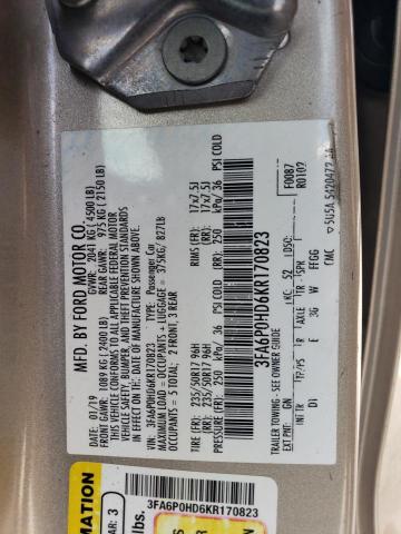 Photo 11 VIN: 3FA6P0HD6KR170823 - FORD FUSION SE 