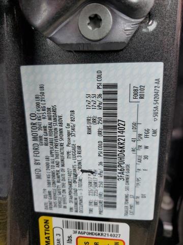 Photo 11 VIN: 3FA6P0HD6KR214027 - FORD FUSION SE 