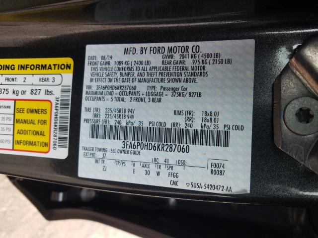 Photo 9 VIN: 3FA6P0HD6KR287060 - FORD FUSION SE 