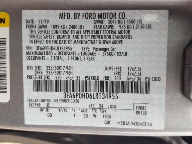 Photo 9 VIN: 3FA6P0HD6LR134955 - FORD FUSION SE 