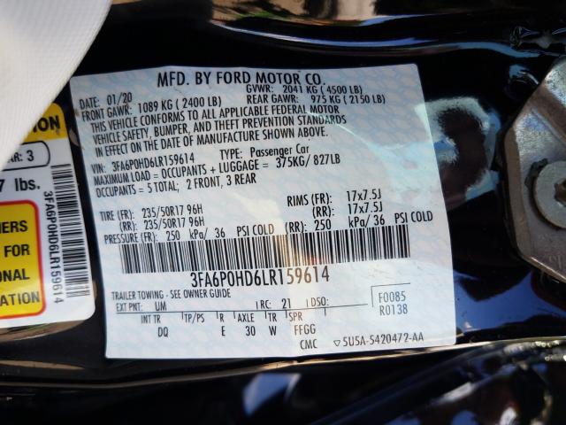 Photo 9 VIN: 3FA6P0HD6LR159614 - FORD FUSION SE 