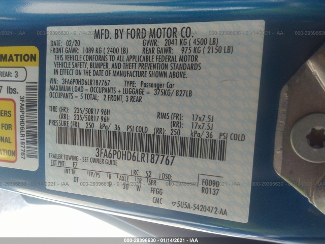 Photo 8 VIN: 3FA6P0HD6LR187767 - FORD FUSION 