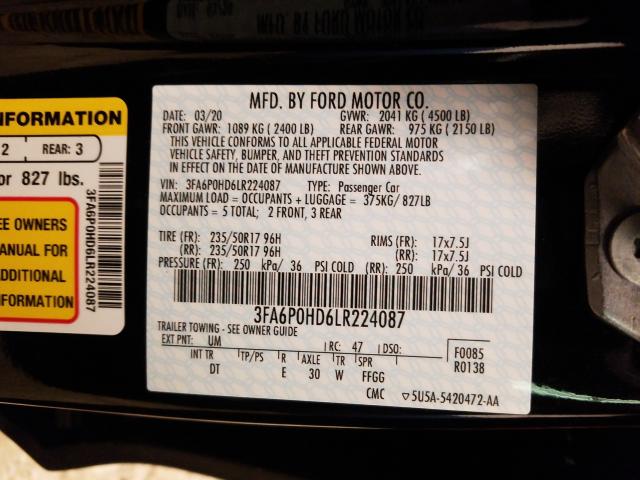 Photo 9 VIN: 3FA6P0HD6LR224087 - FORD FUSION SE 